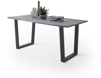 möbelando Baumkantentisch >Calabria< in Akazie grau/anthrazit - 180x76,5x90 (BxHxT)