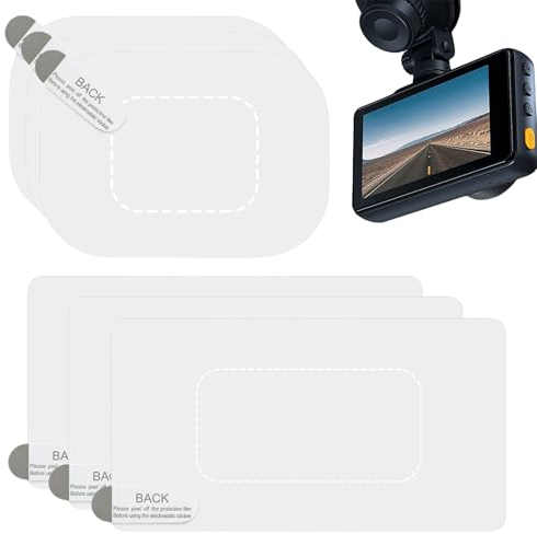 Nayyana 6 Stück Dashcam-Aufkleber für die Windschutzscheibe, elektrostatische Aufkleber verhindern problemlos Kratzer und Stürze, transparente Windschutzscheibenfolie zur Befestigung