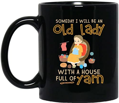 kisoyo Lustige Keramik-Kaffeetasse mit Aufschrift Someday I Will Be an Old Lady with A House Full of Garn, 325 ml