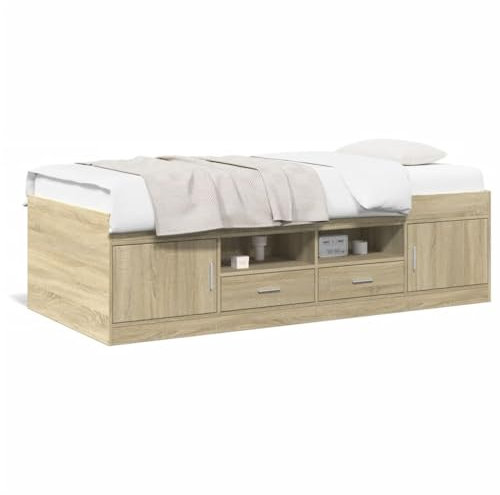 qohoio Tagesbett mit Schubladen Daybed Bett Mit Schubladen Tagesbett Jugendbett Daybed Sonoma-Eiche 75x190 cm Holzwerkstoff - 3280260