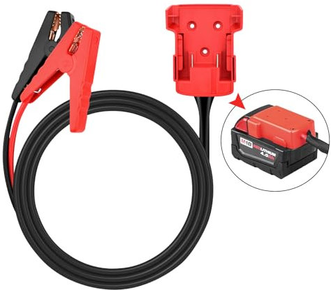 Jumper Cable Clamps Kit for Milwaukee M18 18V Battery Jumper Starter Automotive Booster Cables 6.2Ft 8AWG Power Tool Line for Car Riding Mower Motorcycle
