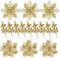 Famibay 24 Stück Weihnachten Glitzer Weihnachtssern Blumen Gold Künstliche Blumen Weihnachten und Rote Beeren Zweige Weihnachtsblumen für Weihnachtsbaum Girlande Kranz Deko
