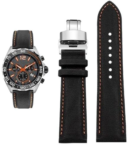 London Craftwork Canvas-Armband für Tag Heuer Monaco Carrera Formel 1, 22 mm, Butterfly-Verschluss, Einheitsgröße, Nylon, Kein Edelstein