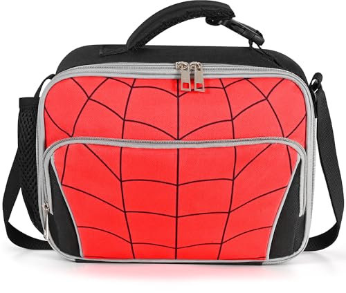 Beaulyn Boys Lunch Bag,Kids Spider Insulated Lunch Box with Water Bottle Holder,Reusable Thermal Cooler School Lunch Bag for Kids Boys Teens