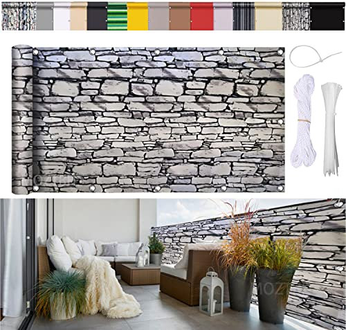 Brise-vue pour balcon - Protection UV - Imperméable - Avec corde et œillets en aluminium - 15 couleurs disponibles - 105 x 500 cm