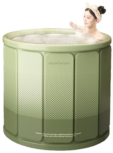 Simcat Baignoire de glace portable pliable pour adultes, 70 x 65 cm, avec couche d'isolation épaisse (vert)