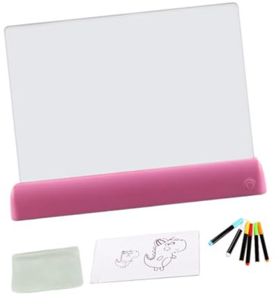 rockible Löschbares Acryl-Zeichenbrett, Nachrichtentafel, löschbar, Memo-Buchstabentafel, fluoreszierend mit Licht für Mädchen, Jungen, Kinder, Rosa