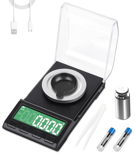 Diyife Balance de Precision 0.001g/100g avec Pare, Mini Balance Milligramme | Balance Numérique de Poche, 8 Unités-Brise, Poids de Calibrage, Pincettes, Plateau de Pesée, mg pour Peser Poudres, Bijoux