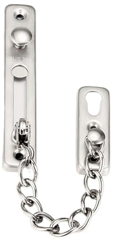 Tür Sicherheitskette Kettenschloss Türkette aus Edelstahl Gießen Türsicherung Front Kette Kratzschutz mit Schrauben Hardware Hotel Familie Innentüren Türen Fenster Silber gebürstetes Chrom