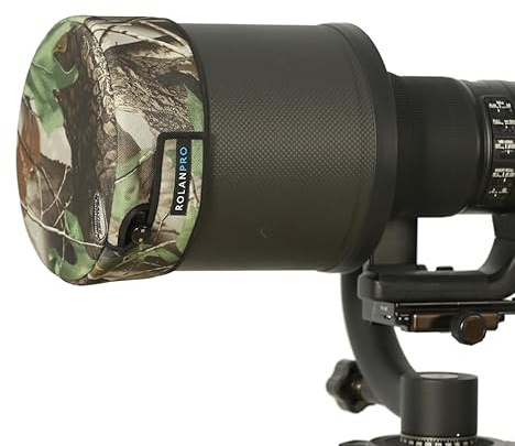 ROLANPRO Gegenlichtblende mit Hartschalengehäuse für Canon RF 200–800 mm F6.3–9 is USM, Camouflage, Grün