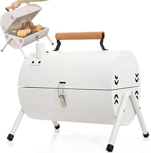 Barbecue A Carbonella, Con 2 Aree Di Cottura, Barbecue Portatile In Acciaio Inox, Barbecue A Carbonella Per Esterni, Barbecue A Tamburo Pieghevole A Doppia Faccia Con,Black