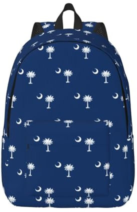 MDATT Leichter Rucksack mit South Carolina-Flagge, für Schule, klassisch, lässig, Tagesrucksack für Reisen, mit Seitentaschen für Flaschen, Schwarz , S