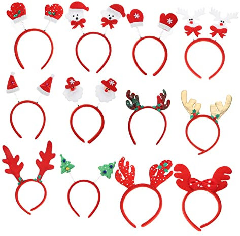 Healvian 12 Pièces Bandeaux de Noël Accessoires de Tête Festifs Décorations de Renne pour Garçon Fille Parfaits pour Fêtes et Cosplay