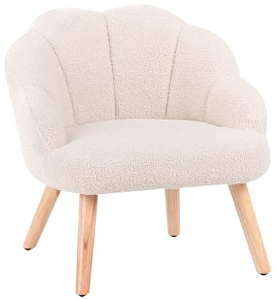 Kindersessel Polstersessel Bouclé für Kinder Holzbeine Hellbeige Miland