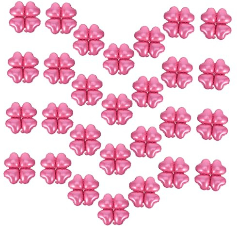 Luxshiny 50 Palloncini in Alluminio Rosa a Forma di Quattro Foglie di Trifoglio, Resistenti e Leggeri, per Decorazioni di Anniversari e Feste Romantiche