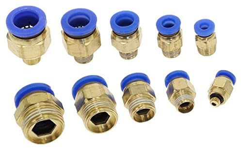 PLLJIAXUAMCLNL 1PCS Raccord pour Tuyau d'air, Raccord Mâle 1/8'' 1/4'' 3/8'' 1/2'' vers Tube 4 6 8 10 12mm Raccord Droit Push in Pneumatique Pousser pour Connecter l'Air (8mm 3/8)