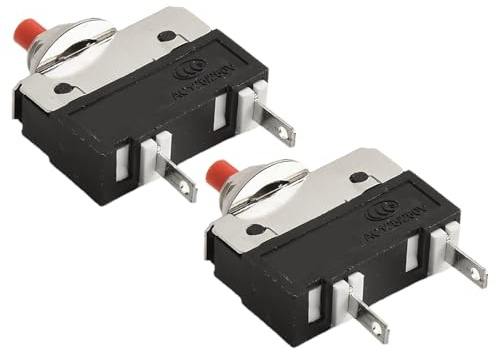 MoSundi Drucktasten-Schutzschalter 2,5 A/3 A/4 A/5 A, manueller Reset-Schalter mit Überlastschutz für Mixer Fleischwolf Staubsauger Mikrowelle, Schwarz 5A
