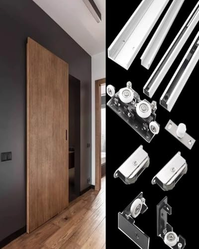 Rail Porte Coulissante Kits de Quincaillerie pour Rail de Porte Invisible avec Fermeture Amortie, Rail de Porte de Chambre Dissimulé de 1,20 m, 150 m Ou 1,80 m(120cm/47.2inch/3.9ft)