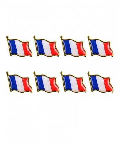 VAEIORP Lot de 8 Pin's en Métal, Broches Drapeau Français, Accessoires pour la Fête Nationale, Tenue du 14 Juillet, Veste, Sac à Dos, Coupe du Monde
