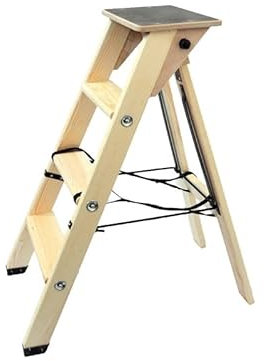 Echelle escabeau Lyonnais en Bois 3 marches avec Tablette