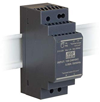MeanWell HDR-30-24 - Transformador de carril industrial de 24 V, 36 W, 1,5 A, barra de riel DIN Rail Power Supply universal