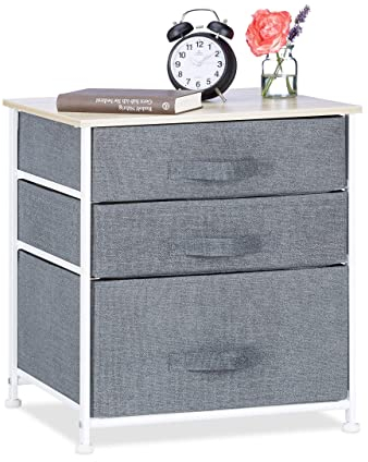 Relaxdays Regalsystem, 3 Stoff-Schubladen, HxBxT: 53 x 48 x 40 cm, universale Schubladenbox, Metall und Holz, grau