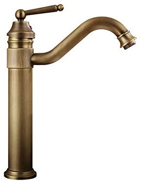 YAWEDA Antique Robinet De Cuisine Salle De Bains Bassin Robinet Mitigeur Couleur Antique Avec Robinet Aérateur Haut Tout En Cuivre Rétro Robinet D'Eau Chaude Mélangeur Robinet