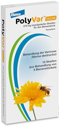 Polyvar Yellow 275 mg Strips - Wirksame Varroa-Milbenbehandlung für Honigbienen, Streifen zum Anbringen am Flugloch, 10 Streifen