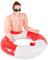 Smiffys Inflatable Lifeguard Hunk Swim Ring, Red & White 88cm/35in, Hawaiian Luau Fancy Dress, Hawaiian Dress Up Accessories