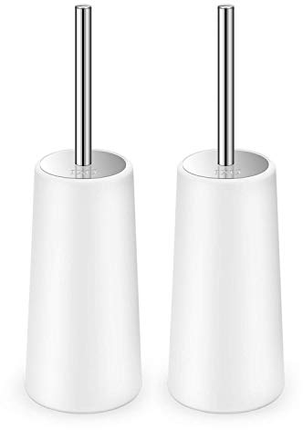 IXO Toilet Brush and Holder, 2 Pack Toilet Brush with 304 Stainless Steel Long Handle, Toilet Bowl Brush for Bathroom Toilet-Ergonomic, Elegant, Durable(Upgraded)