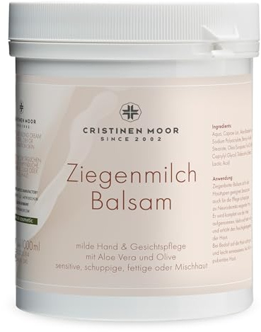 CristinenMoor Ziegenmilch Balsam 1000 ml mit Ziegenbutter - feuchtigkeitsspendend für empfindliche Haut, auch geeignet in der Pubertät