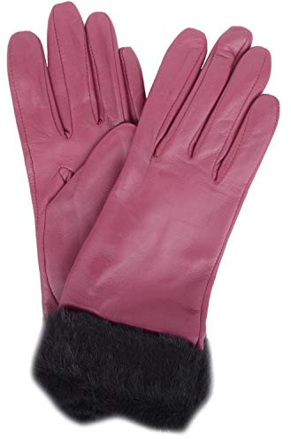 SNUGRUGS Womens Super Soft Stylish Leather Winter Glove/Gloves with Faux Fur Trim