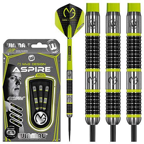 WINMAU Michael Van Gerwen MvG Aspire 24g Profi Wolfram Steeltip Dartpfeile Set mit Flights und Schäfte