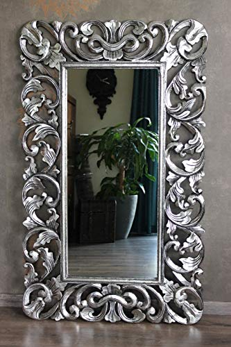 Naturesco Barockspiegel Wandspiegel Barock Holzrahmen Silber antik 150cm x 80cm, 130cm x 80cm, 100cm x 70cm LengthRange 100cm x 70cm