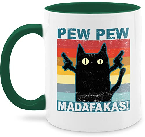 Tasse Tassen 325ml - Statement - Pew Pew Madafakas pewpewpew - 325 ml - Dunkelgrün - katzentassen kaffetassen sprüche statements cat kaffeetasse katzenteetasse statement-tasse frohes neues jahr