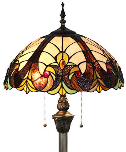 Tokira Tiffany Braun Barock-Stil Stehlampe Wohnzimmer, 16 Zoll Stehlampe Aus Buntglas, E27 Leitmotiv Leselampe Stehlampe Kinderzimmer [Ohne Glühbirnen]