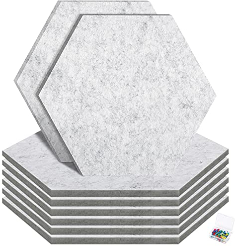 HyFanStr Upgrade Größer Pinnwand Filz Selbstklebend 30x26cm, Sechseckige Korkplatte Pinnwand zum Anbringen an der Wand 30 Pinnnadeln, Dekoratives Notizbrett für Büro, Schlafzimmer, Küche