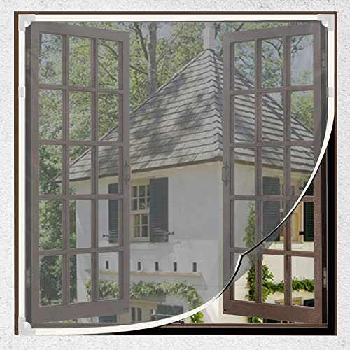 Verstellbares magnetisches Fliegengitter aus Fiberglas, nahtlos, für HaustierSichtschutzVerandaKellerfenster (Rahmenlänge: 299,7 cmBildschirm: 73,7 x 99,1 cm, weißer Rahmen + schwarzer Bildschirm