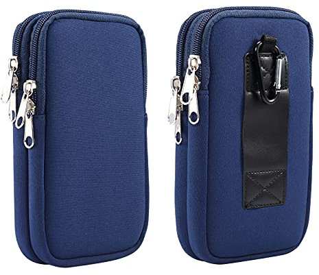 Custodia a doppio strato in neoprene per cellulare, con cerniera, per iPhone 16 Plus, 16 Pro Max, 15, 14, 13 Pro Max, Samsung Galxy A15, A55, A25, A05s, S24, Ultra Pixel 9 Pro, colore: nero