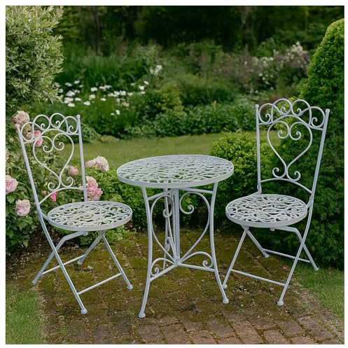 HTI-Line Tischgruppe Curly Sitzgruppe Metall Garten Nostalgisch Creme