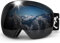 Trusiel Skibrille, Skibrille Damen Herren Anti-Fog Ski brille OTG, Skibrille für Brillenträger, 400 UV-Schutz Schneebrille Kompatibler Helm (Schwarz (VLT 9%))