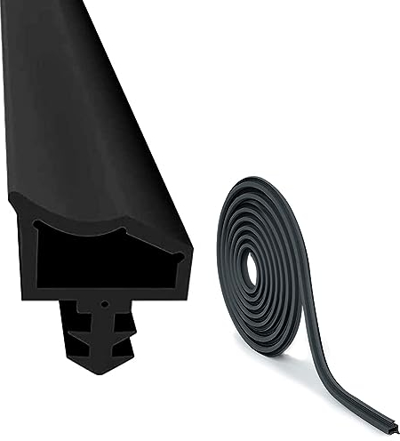 Guarnizione per Porta Contro Correnti D'aria 15M, EUBSWA Qualità Gomma Guarnizione Porta per Stanza, Larghezza Scanalatura 4mm Profondità 7mm Piega 12mm, Nero