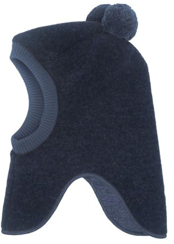 maximo GOTS Mini-Schlupfmütze,Pompons Wollfleece kbT, Futter Jersey KBA, Windstopper Made in Germany Wollfleece