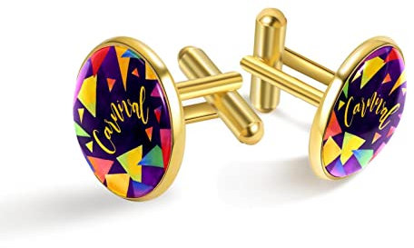 Personalisierte Gold Manschettenknöpfe für Smoking Hemd Geometrie Karneval, 20mm*20mm, Edelstahl, Künstlicher Quarz