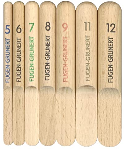 FUGEN-GRUNERT® Maxi Set Professional Silicone 7 Pieces Joint Plate 5-12mm Wide 3 in 1 Round Grout Tool with Ball (Seeds) for Perfect Corners, FG12GF-MAXI