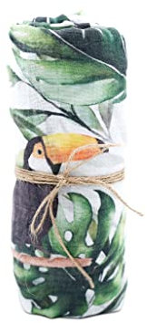 hutch&putch Mulltuch Bio Baumwolle 120x120cm - 100% Bio-Baumwolle - Spucktuch - Pucktuch - Kuscheltuch - Wickeltuch - Baby - Neugeborene - Geschenk zur Geburt (Tukan)