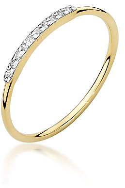 Verlobungsring Damen Goldring mit 0,05 Karat Diamanten - Gold Verlobungsring - 14 Karat Gold 585 - Goldring für Frauen (Gelbgold, 59 (18.8))