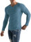 Muscle Cmdr-Camiseta de Manga Larga Hombre Stretch Slim Fit tee V Cuello Camiseta Interior para Hombre (Azul M)