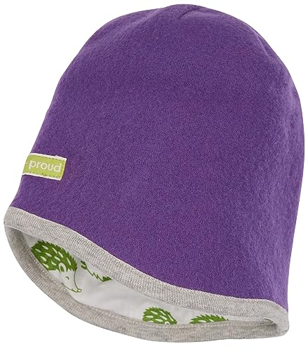 loud + proud Unisex Kinder Lt2 Wollfleece, GOTS Zertifiziert Beanie-Mütze, Violet, 98-104 EU