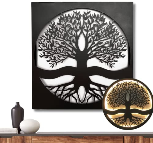 Terma Stahldesign Wanddeko Lebensbaum schwarz Wandbild Made in Germany Deko aus Metall Deko Wohnzimmer, Schlafzimmer deko Wandbild Wanddeko Wohnzimmer